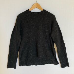 DKNY Women’s Small Black Flecked Sweater – Lightweight Mock Neck Cotton Blend